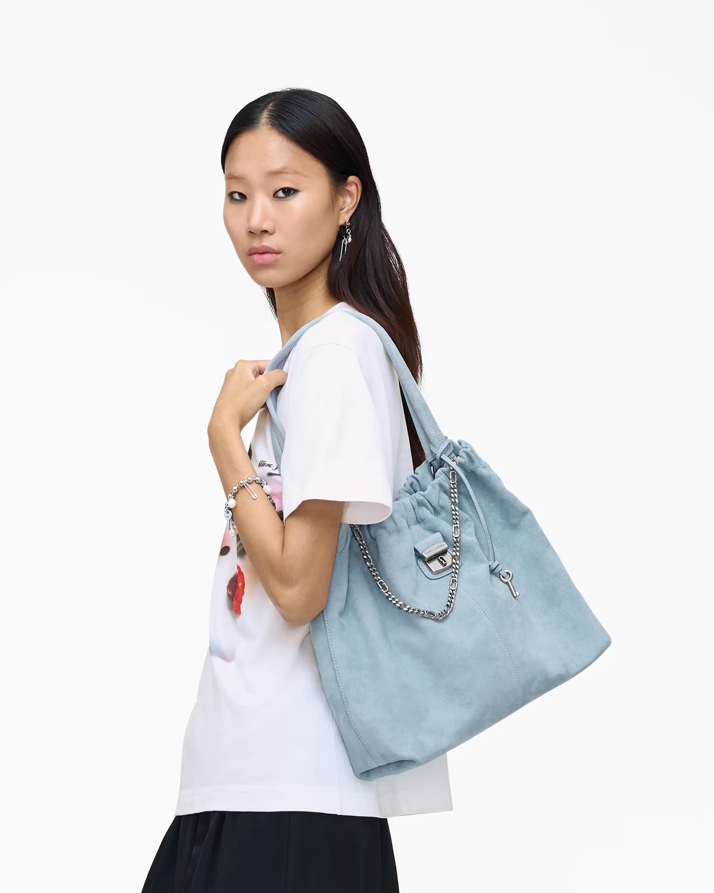 Marc Jacobs The Suede Cristina Tote Blue Mist