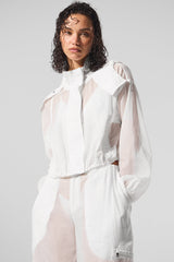 Alo Yoga Cropped Game Time Full Zip Jacket - White