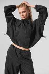 Alo Yoga Cropped Game Time Full Zip Jacket - Black