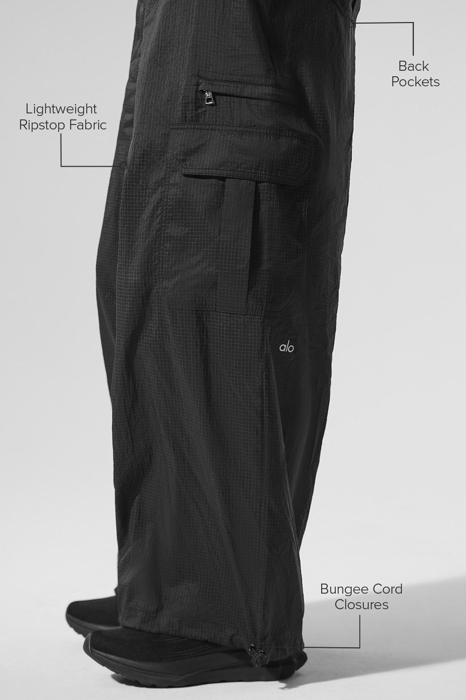 Alo Yoga Sheer Game Time Wide Leg Jogger - Black