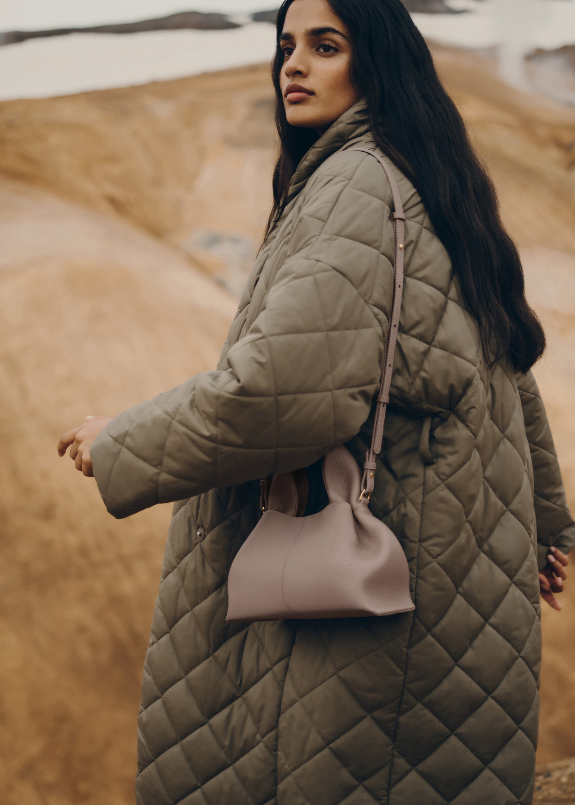 Polene Numero Neuf Mini Textured Taupe