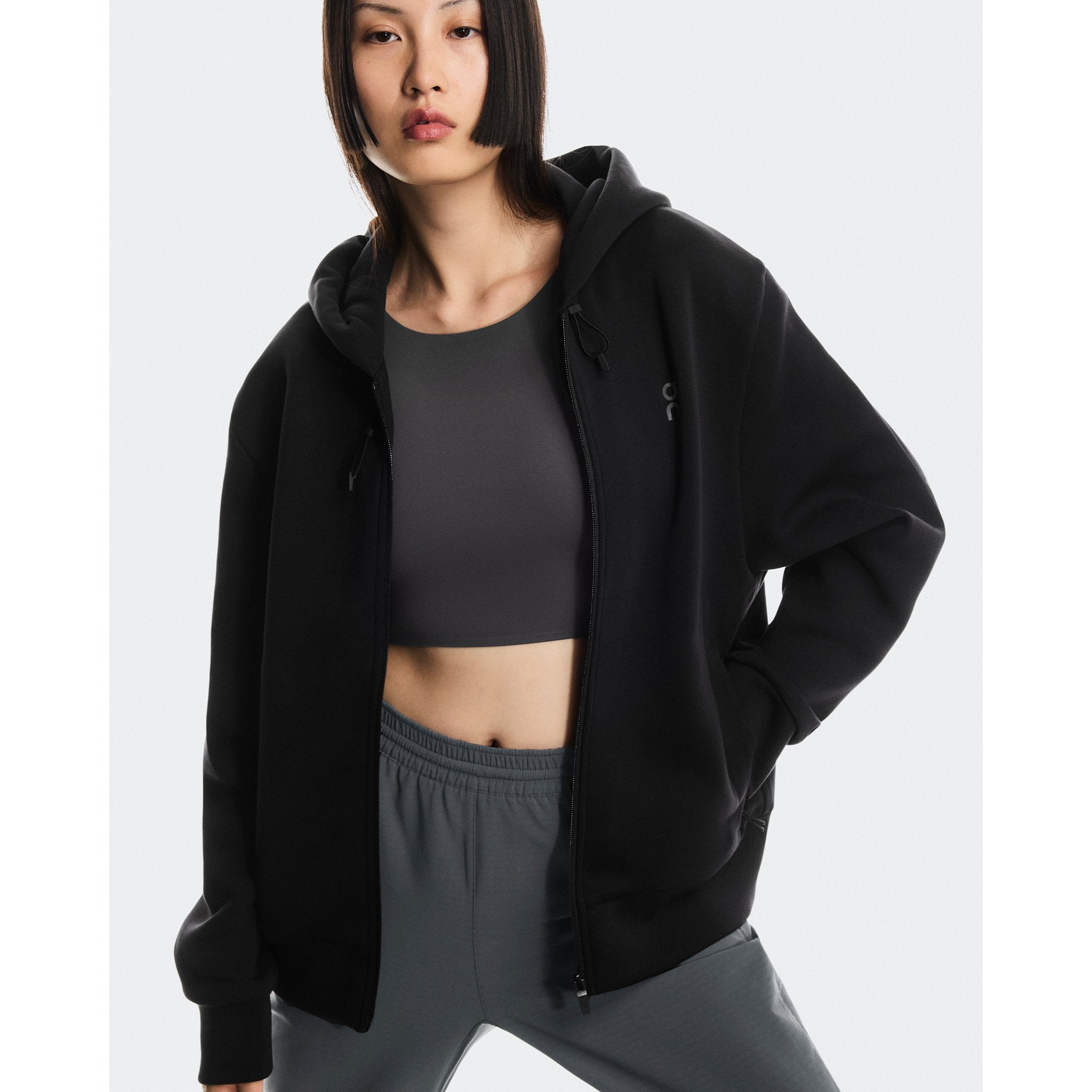 On Focus Tech Zip Hoodie Black