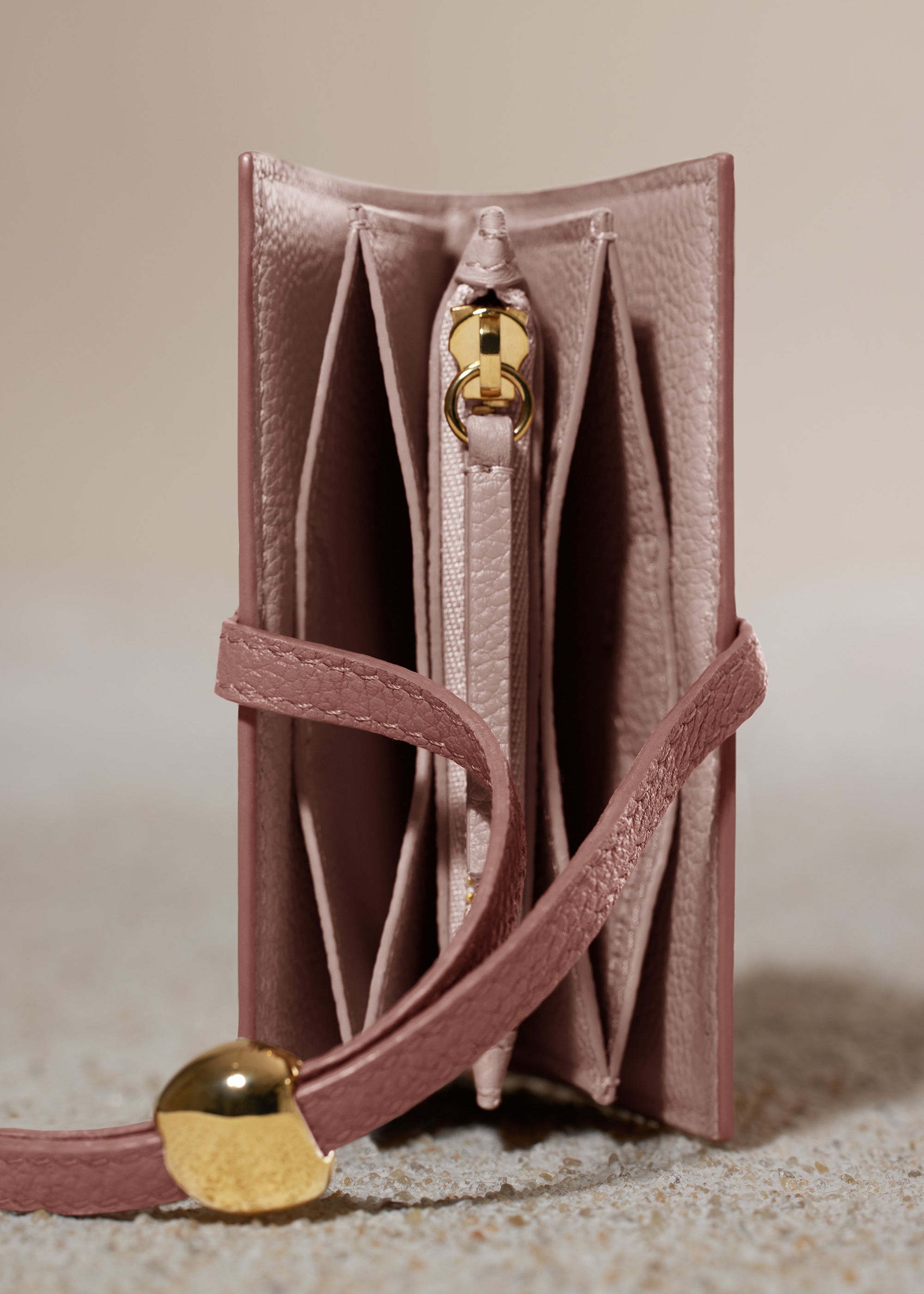 Polene Kayé Card Holder - Textured Duo Blush