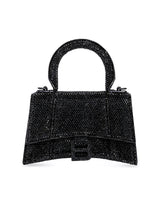 Balenciaga Hourglass XS Suede Top Handle Bag with Chain and Rhinestones
