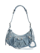 Balenciaga Le Cagole Small Shoulder Bag In Denim With Rhinestones