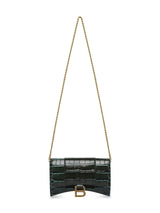 Balenciaga Hourglass Wallet with Chain Crocodile Embossed