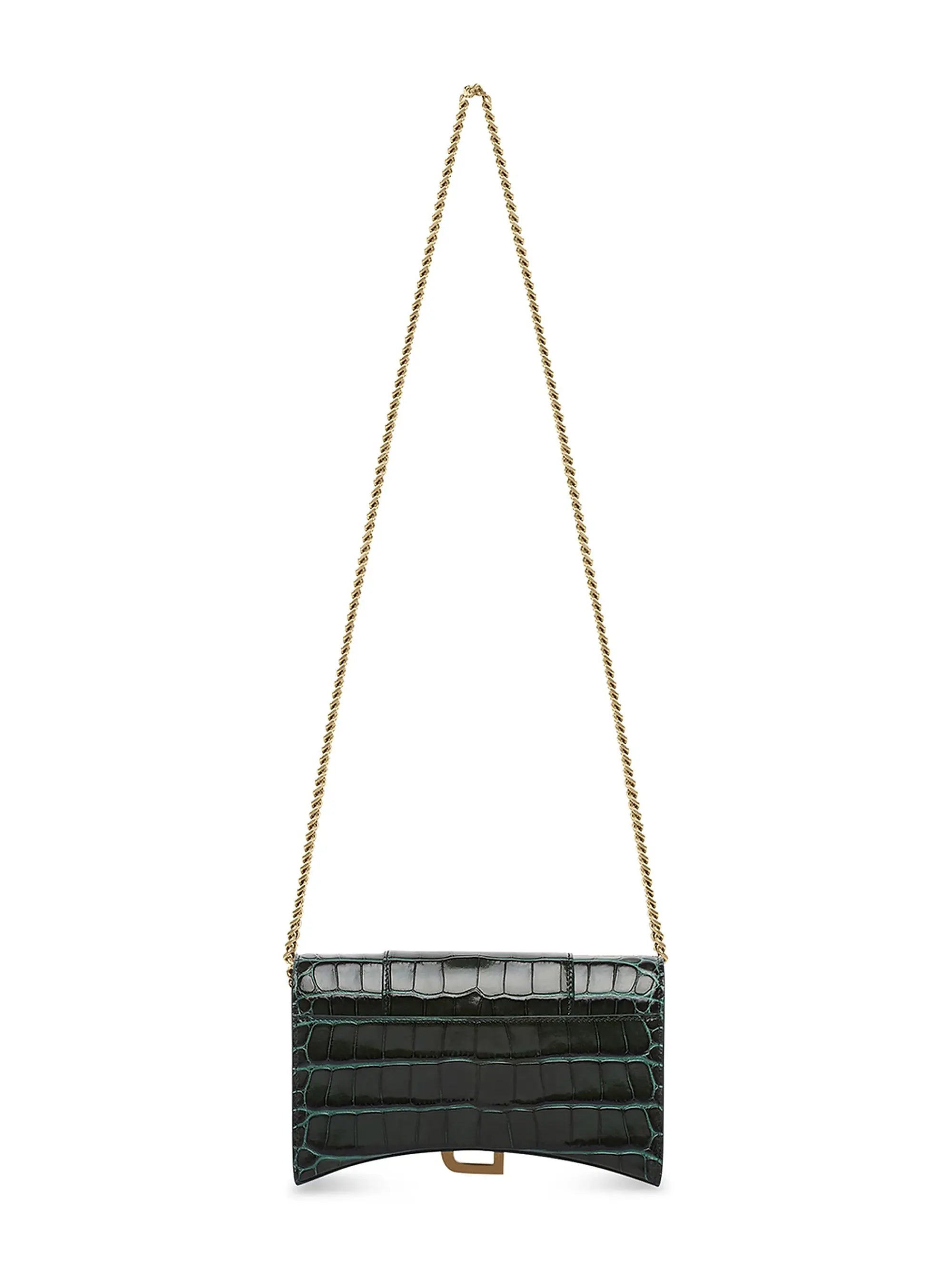 Balenciaga Hourglass Wallet with Chain Crocodile Embossed