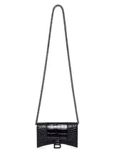 Balenciaga Hourglass Wallet With Chain Crocodile Embossed With Rhinestones