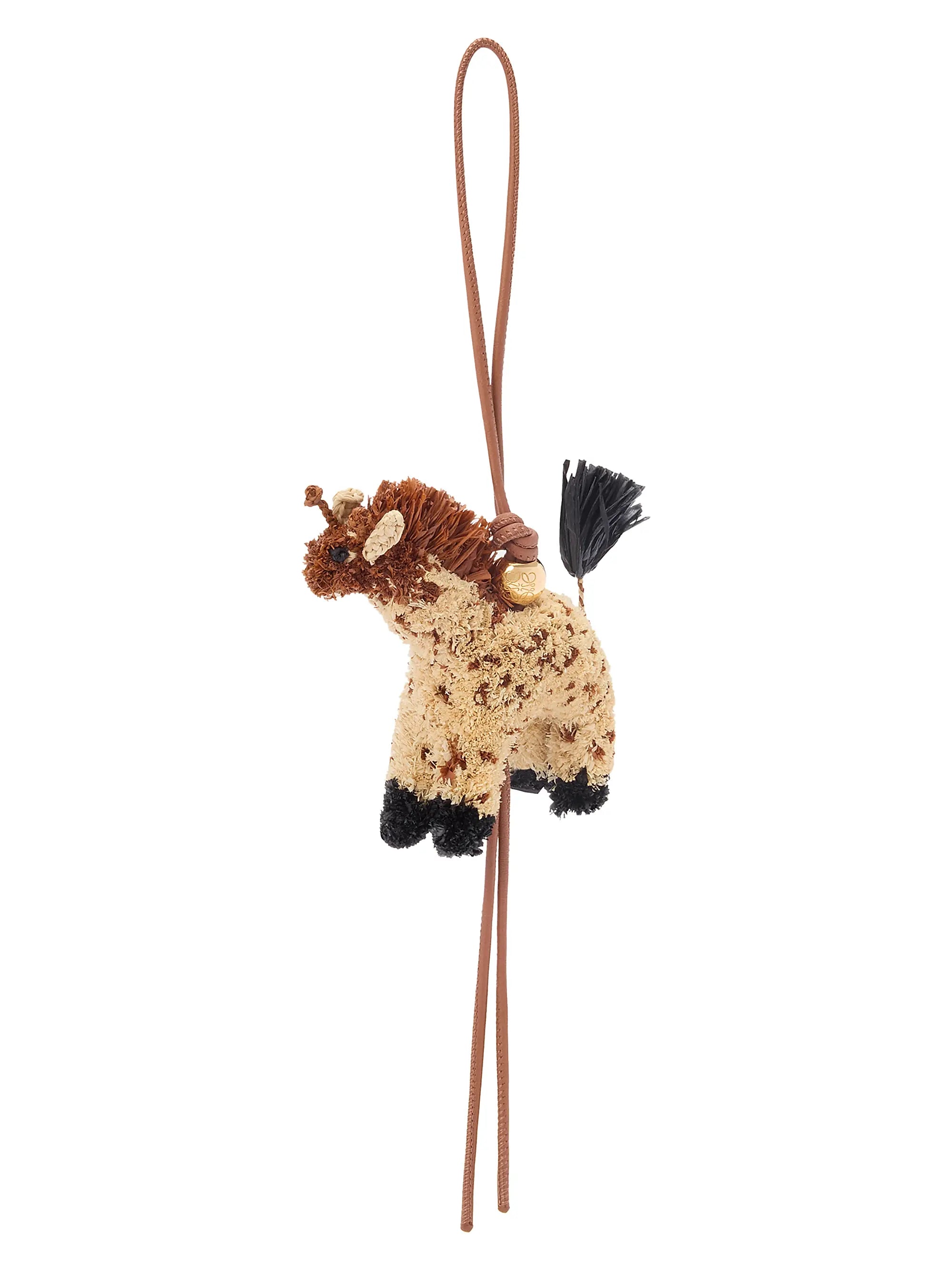 LOEWE LOEWE x Paula's Ibiza Raffia & Leather Giraffe Charm