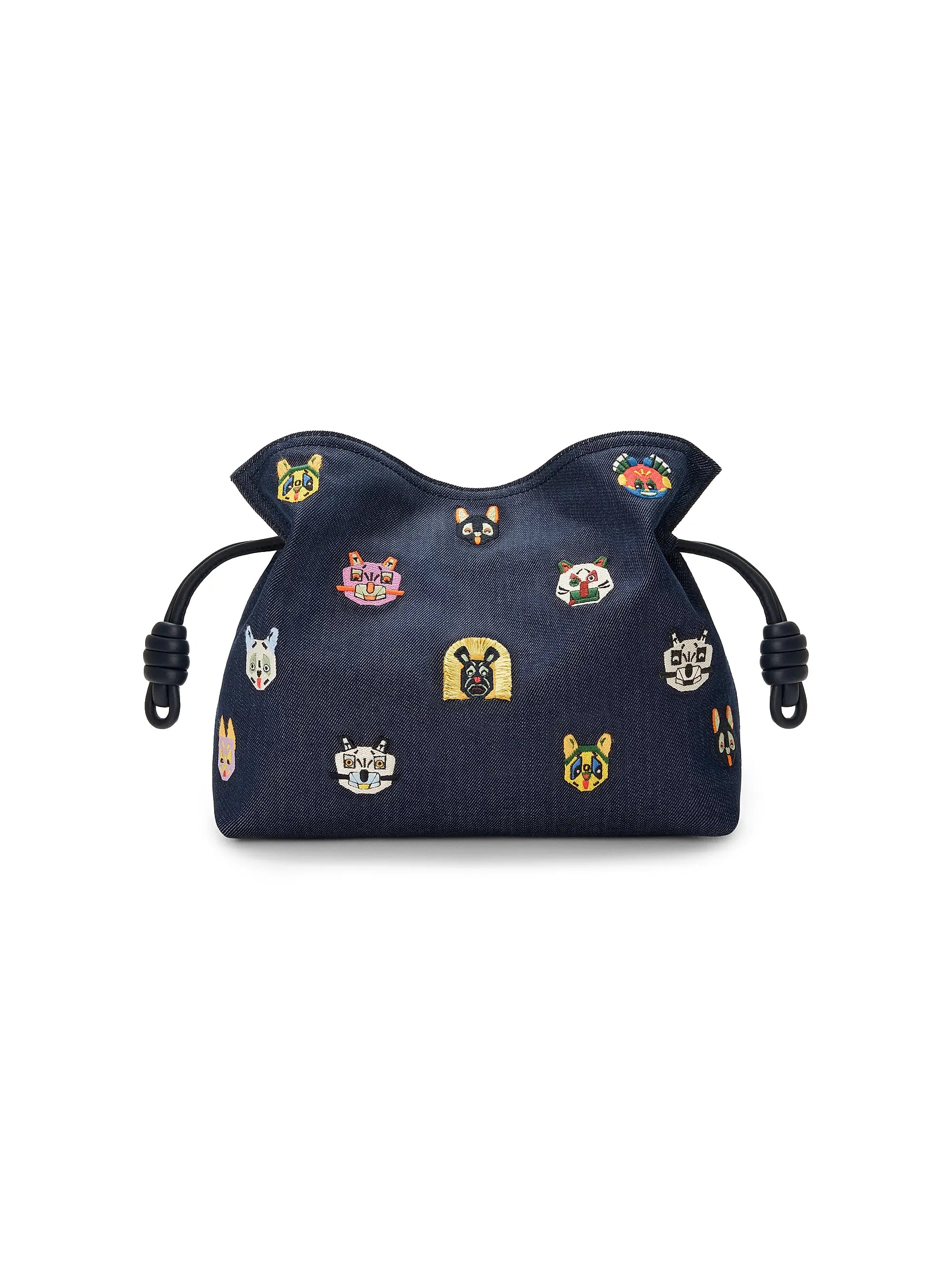 LOEWE LOEWE x Louis Wain Medium Cats Flamenco Embroidered Denim Clutch
