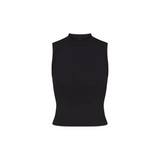 Skims Cotton Jersey Mock Neck Tank Soot