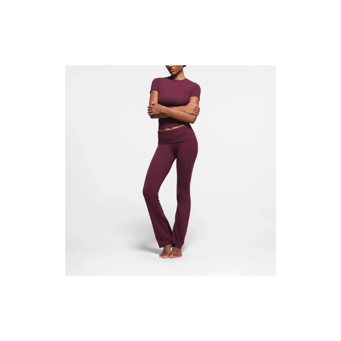 Skims Cotton Jersey Foldover Pant Deep Berry
