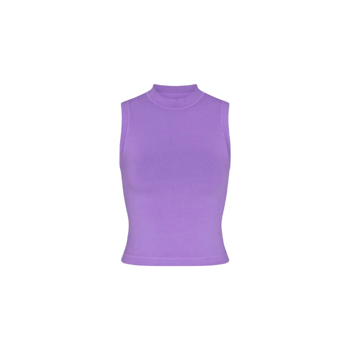 Skims Cotton Jersey Mock Neck Tank Ultra Violet