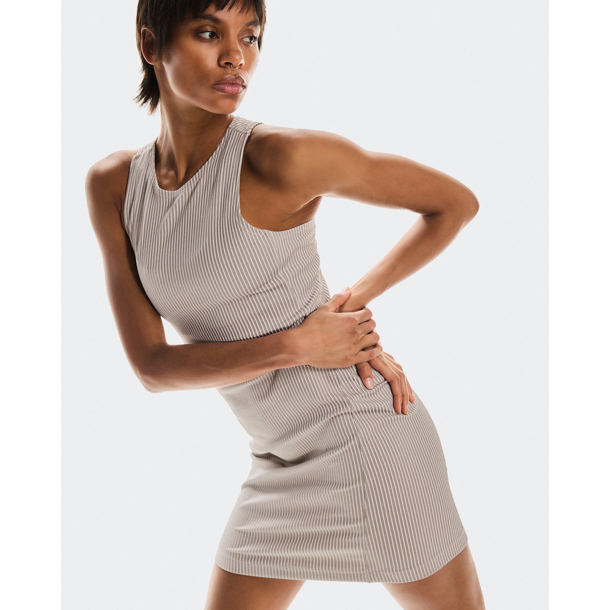 On All-Day Ribbed Dress Desert | White