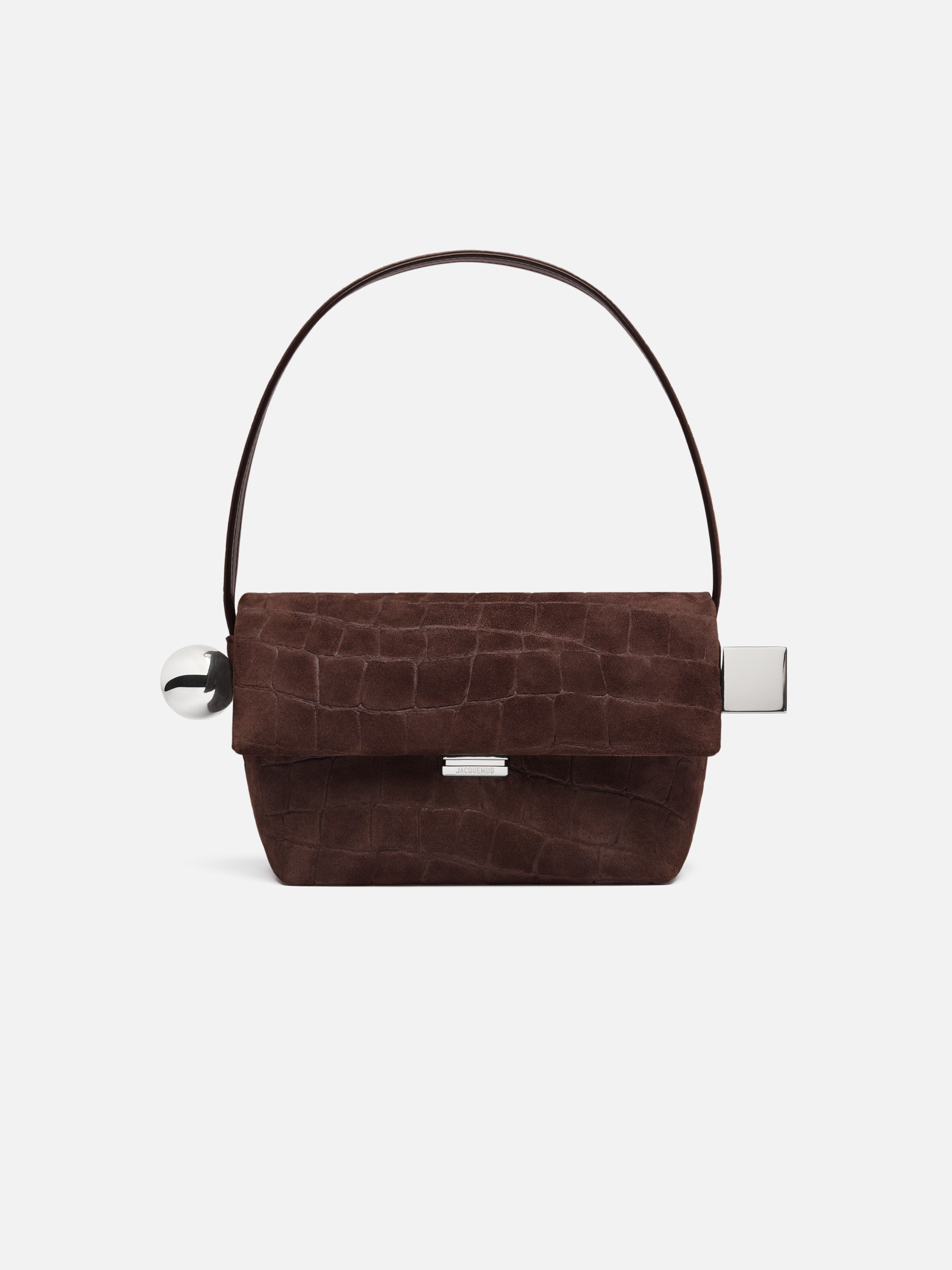 Jacquemus The Rond CarreShoulder Bag With Flap Dark Brown