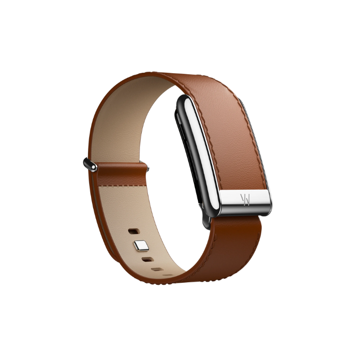 Whoop 5.0 Leatherluxe Straight Chestnut/Cream with Titanium Band (12 Month Subscription Included)