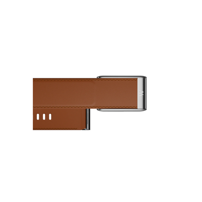 Whoop 5.0 Leatherluxe Straight Chestnut/Cream with Titanium Band (12 Month Subscription Included)