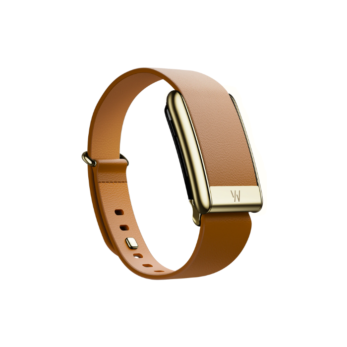 Whoop 5.0 Leatherluxe Tapered Camel with Gold Band (12 Month Subscription Included)