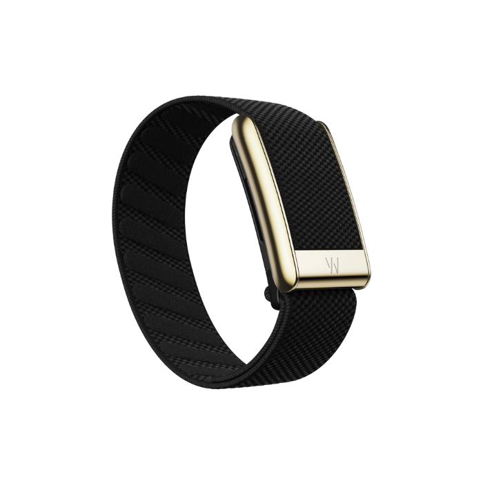 Whoop 5.0 Superknit Luxe Obsidian with Gold Band (12 Month Subscription Included)