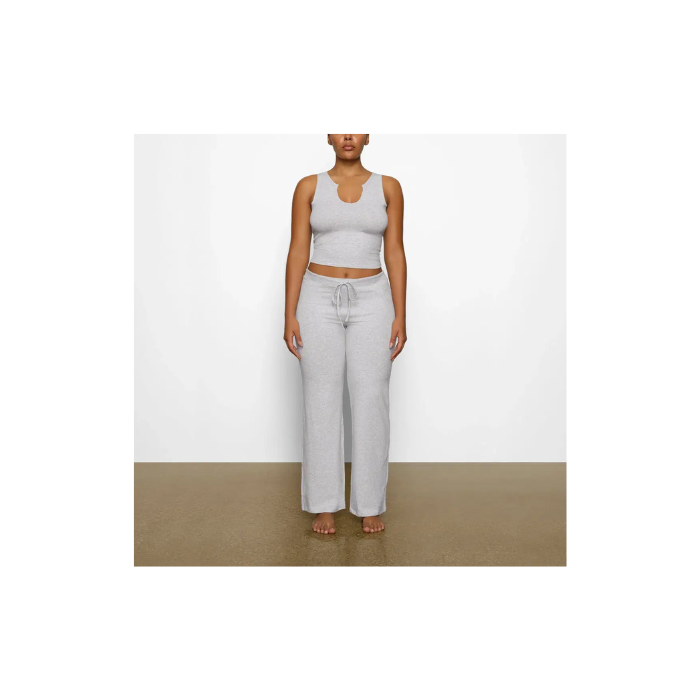 Skims Cotton Jersey Straight Leg Pant Light Heather Grey