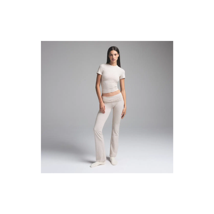 Skims Cotton Jersey Foldover Pant Heather Oatmeal