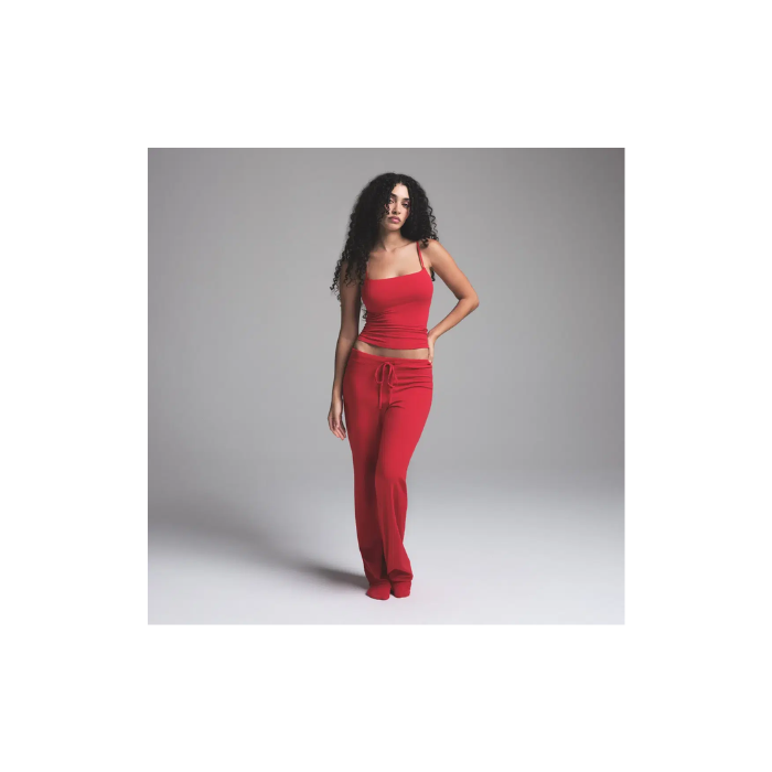 Skims Cotton Jersey Straight Leg Pant Cranberry