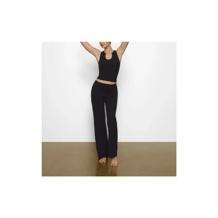 Skims Cotton Jersey Straight Leg Pant Soot
