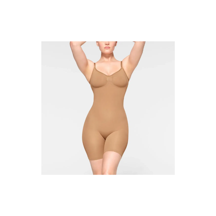 Skims Seamless Sculpt Mid Thigh Bodysuit Ochre