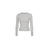 Skims Cotton Jersey Long Sleeve T-Shirt Light Heather Grey