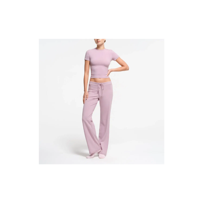 Skims Cotton Jersey Straight Leg Pant Dusk