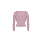 Skims Cotton Jersey Scoop Neck Long Sleeve Top Dusk