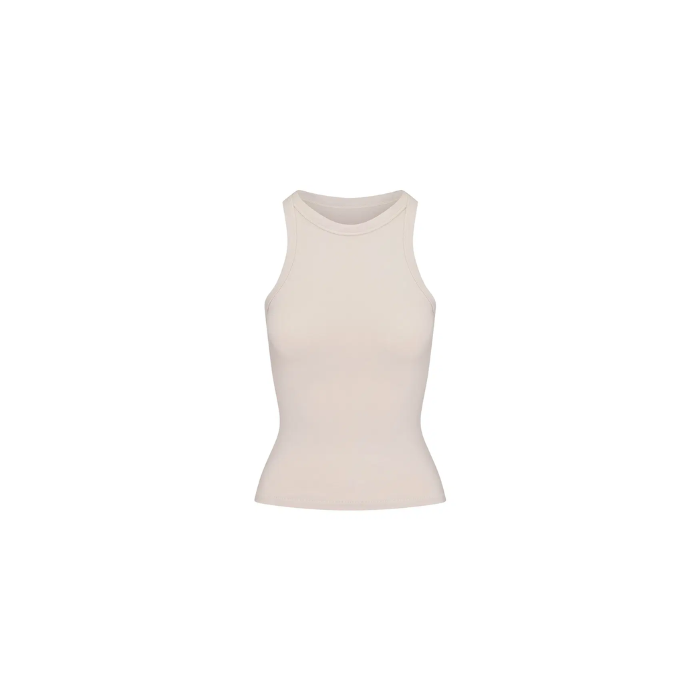 Skims Cotton Jersey Crew Neck Tank Stone