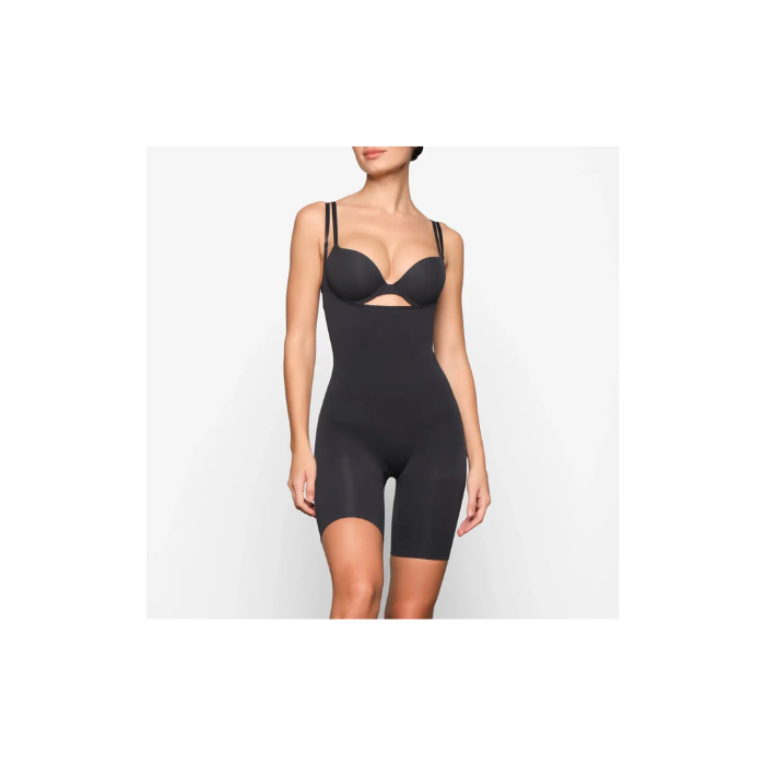 Skims Seamless Sculpt Open Bust Bodysuit Onyx