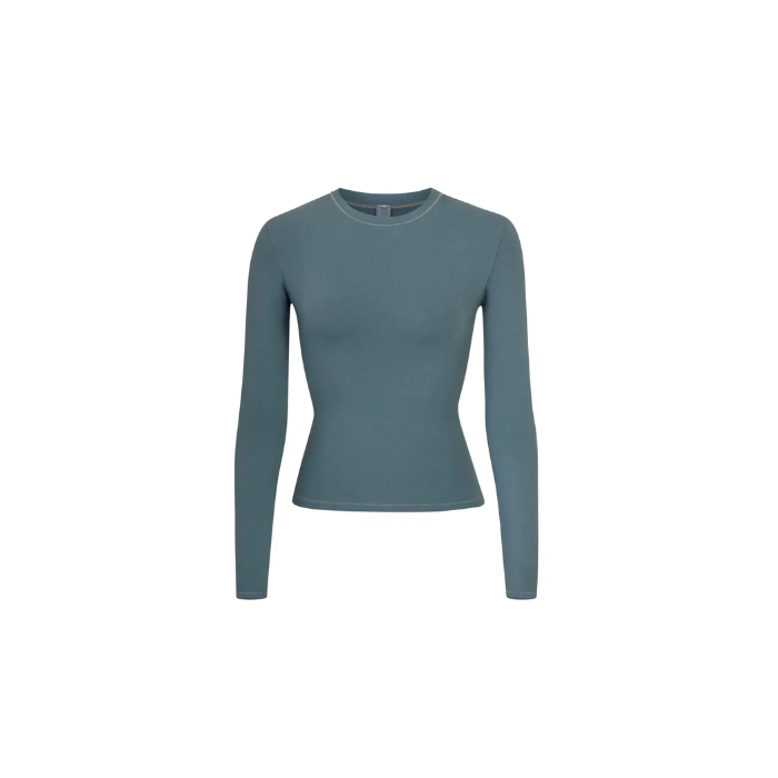 Skims Cotton Jersey Long Sleeve T-Shirt Kyanite