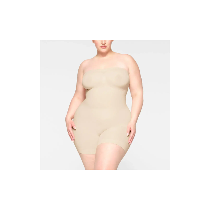 Skims Seamless Sculpt Strapless Shortie Bodysuit Sand