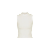 Skims Cotton Jersey Mock Neck Tank Bone