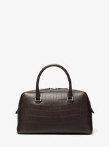 Michael Kors Kasia Medium Crocodile Embossed Leather Satchel Chocolate