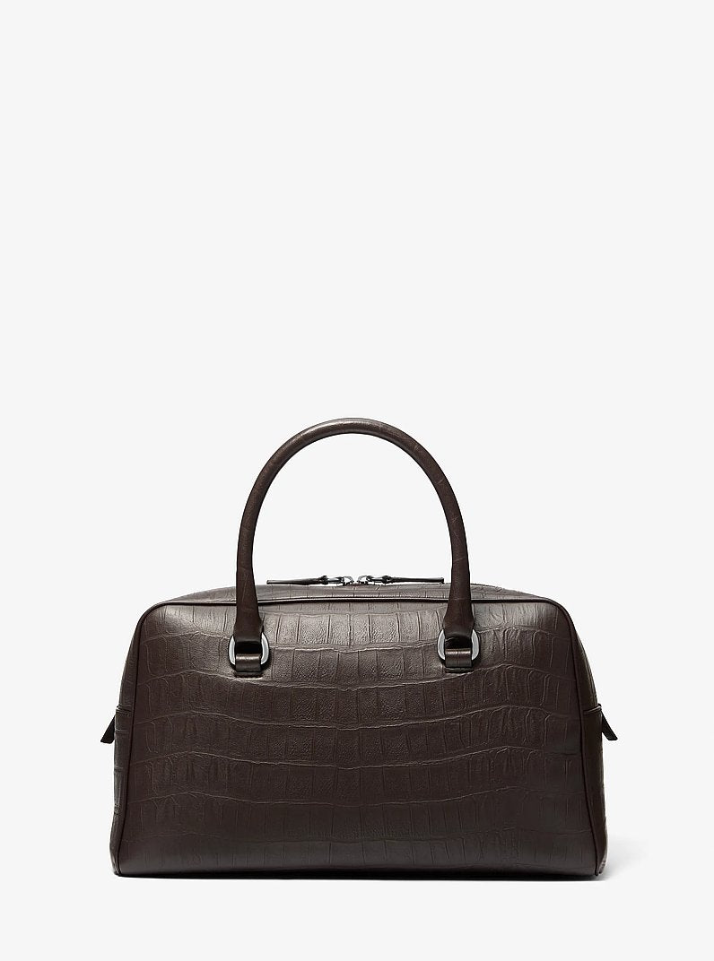 Michael Kors Kasia Medium Crocodile Embossed Leather Satchel Chocolate