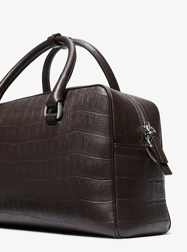 Michael Kors Kasia Medium Crocodile Embossed Leather Satchel Chocolate