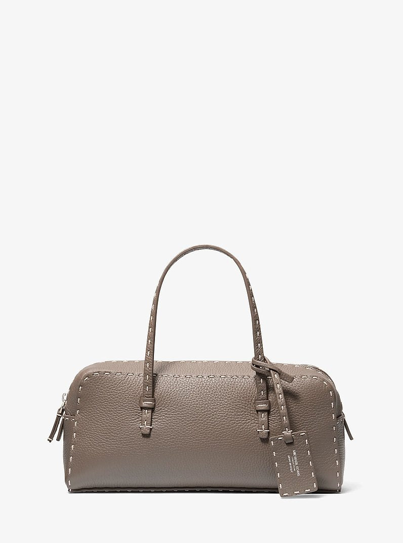 Michael Kors Roberta Hand-Stitched Pebbled Leather Satchel Mocha