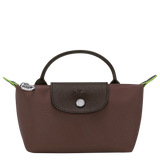 Longchamp Le Pliage Green Pouch with handle Mocha