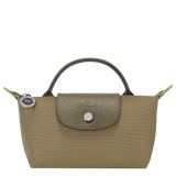 Longchamp Le Pliage Green Pouch with handle Artichoke