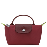 Longchamp Le Pliage Green Pouch with handle Pomegranate