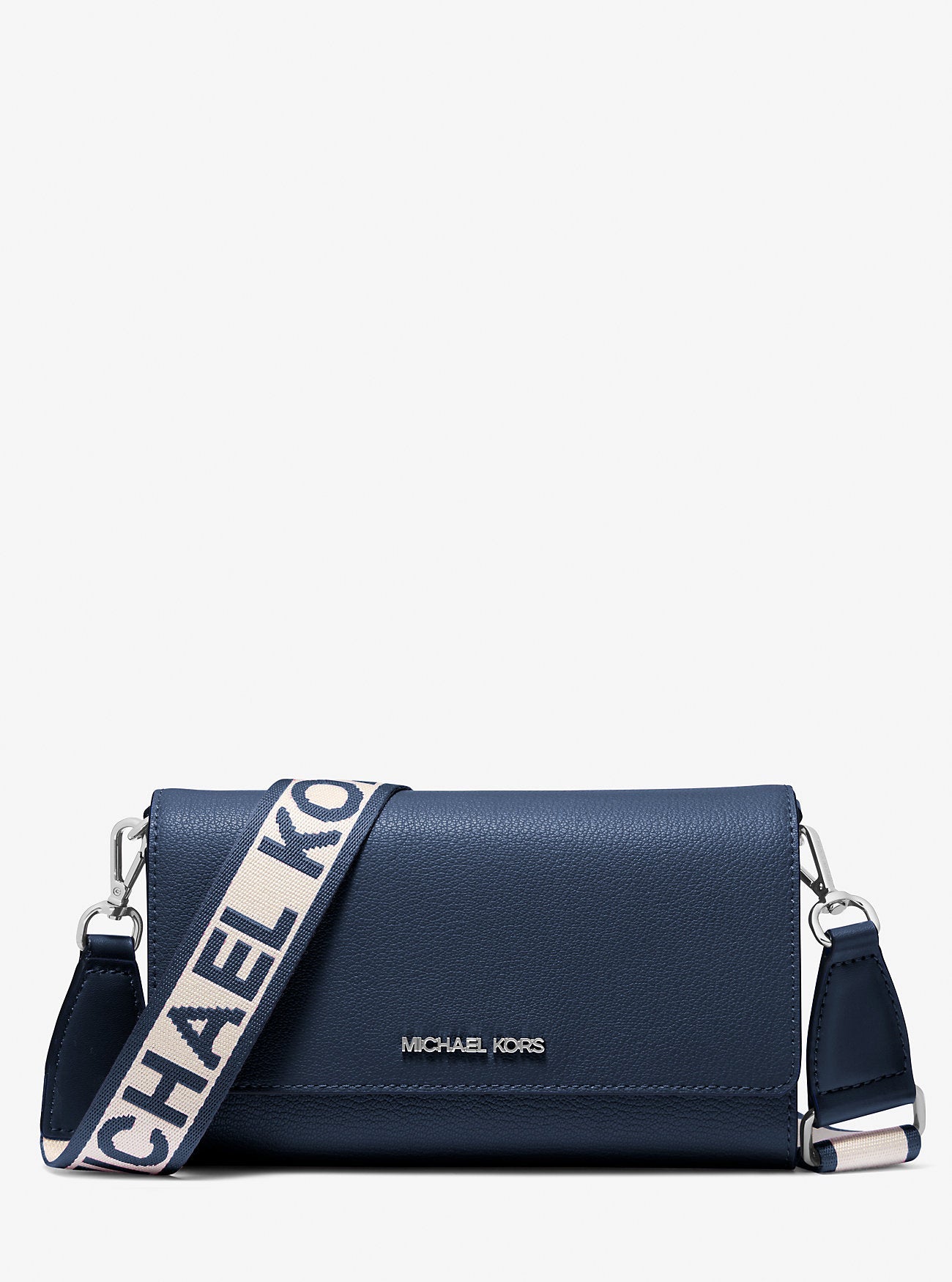 Jet Set Large Leather Crossbody Bag Navy Navy