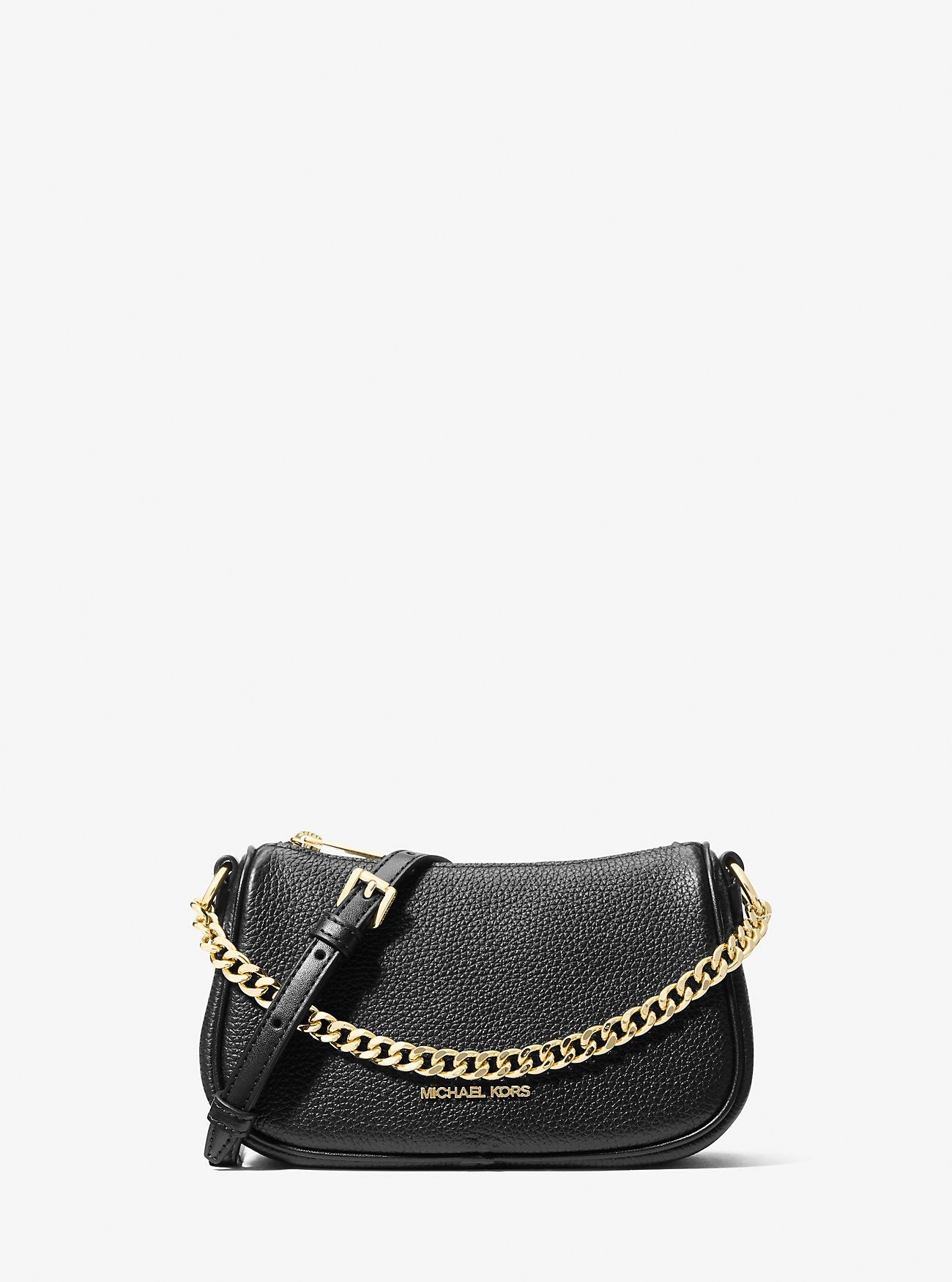 Michael Kors Carmela Small Pebbled Leather Convertible Crossbody Bag Black