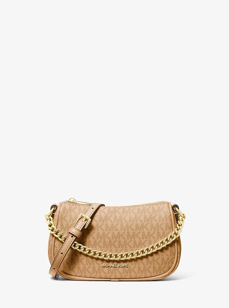 Michael Kors Carmela Small Signature Logo Convertible Crossbody Bag Camel