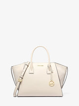 Michael Kors Avril Large Leather and Suede Satchel Lt Cream