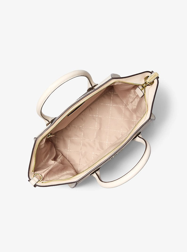 Michael Kors Avril Large Leather and Suede Satchel Lt Cream