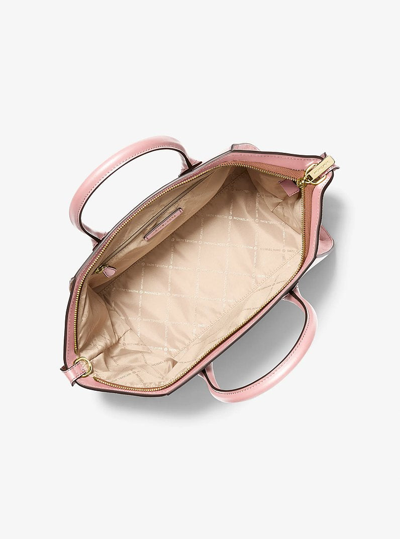 Michael Kors Avril Large Leather and Suede Satchel Powder Blush