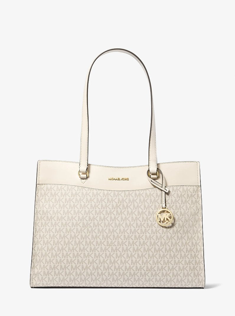 Michael Kors Jet Set Large Signature Logo Tote Bag Lt Crm Multi